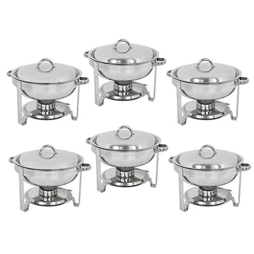 SUPER DEAL Pack of 6 Deluxe Full Size Round Stainless Steel Chafing Dishes 5 Qt | Durable Buffet Serving Set thumbnail 5