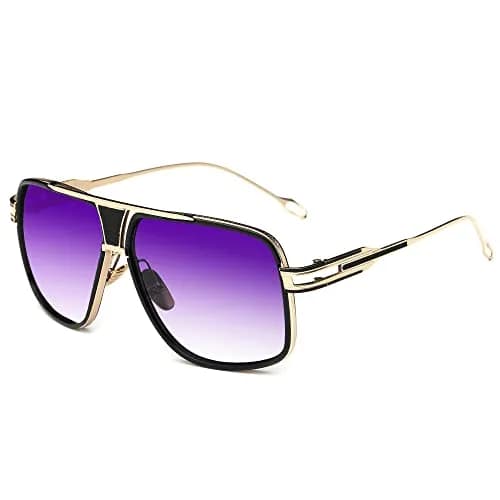 GOBIGER Aviator Sunglasses for Men Retro Fashion Gold Oversized 70s Shades | UV400 Protection thumbnail 1