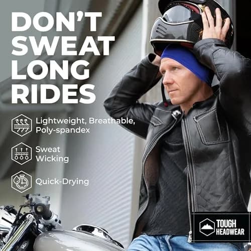 Tough Headwear Blue Cooling Cap Helmet Liner Skull Cap Running Beanie 55.9-61.6 cm (22-24.25 in) thumbnail 2