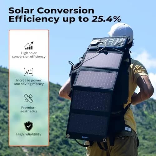 BigBlue 28W Solar Panel Charger 600g (1.3lb) | 25.4% High-Efficiency, USB-A/USB-C Ports, Digital Ammeter thumbnail 2