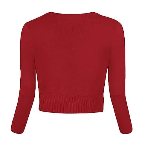 Urban CoCo Women's Cropped Cardigan V-Neck Button Down Knitted Sweater 3/4 Sleeve XL | Chic & Breathable thumbnail 3