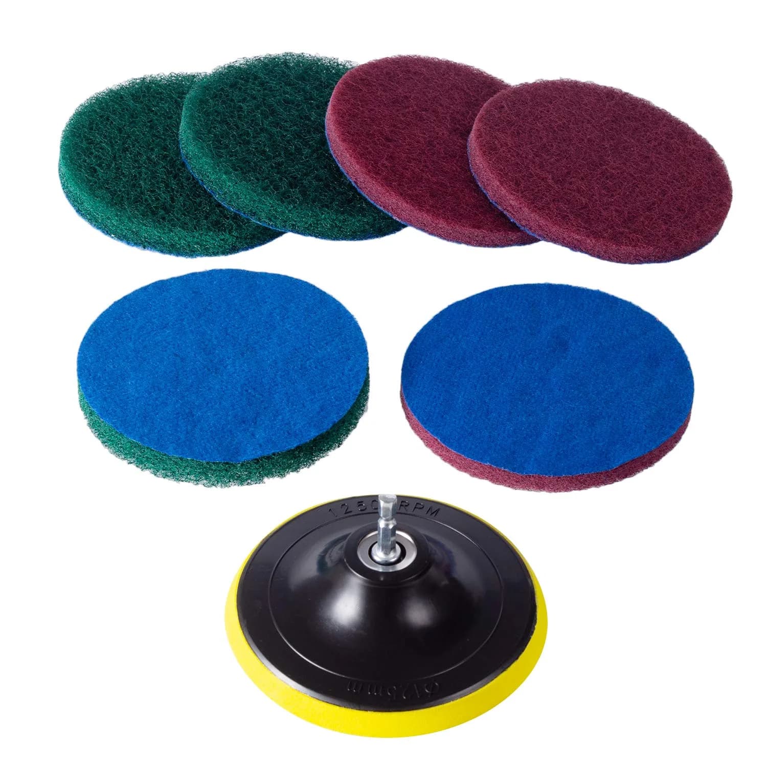 Kichwit 5 Inch Drill Powered Brush Tile Scrubber with 6 Pads | Cleans Large Flat Areas Perfectly - main product image