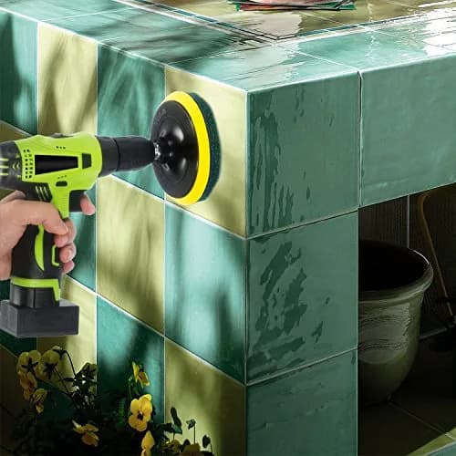 Kichwit 5 Inch Drill Powered Brush Tile Scrubber with 6 Pads | Cleans Large Flat Areas Perfectly thumbnail 5