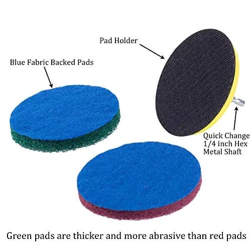 Kichwit 5 Inch Drill Powered Brush Tile Scrubber with 6 Pads | Cleans Large Flat Areas Perfectly thumbnail 3