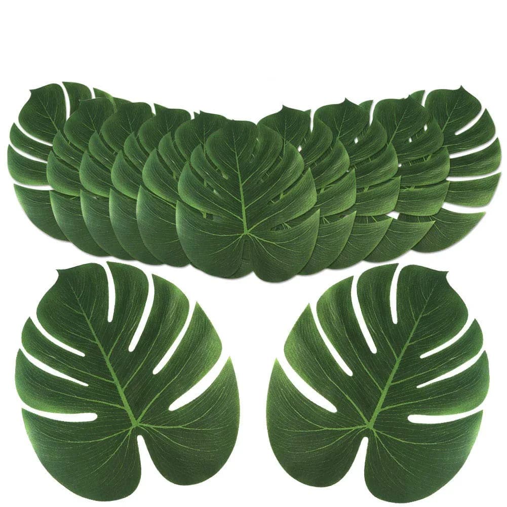 OurWarm 24pcs Large Artificial Tropical Palm Leaves | Faux Safari Leaves for Jungle & Party Decor - main product image