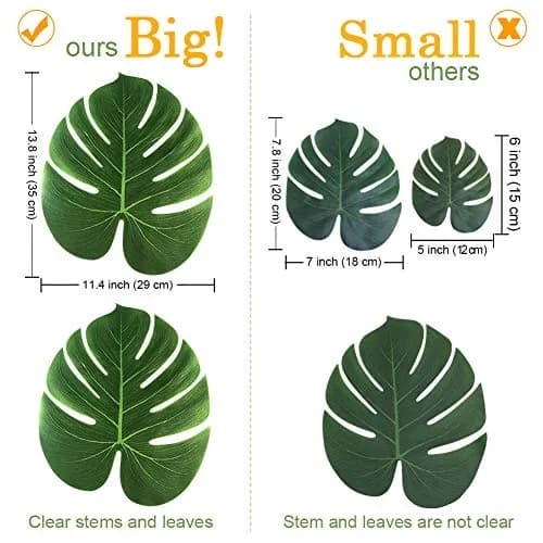 OurWarm 24pcs Large Artificial Tropical Palm Leaves | Faux Safari Leaves for Jungle & Party Decor thumbnail 2