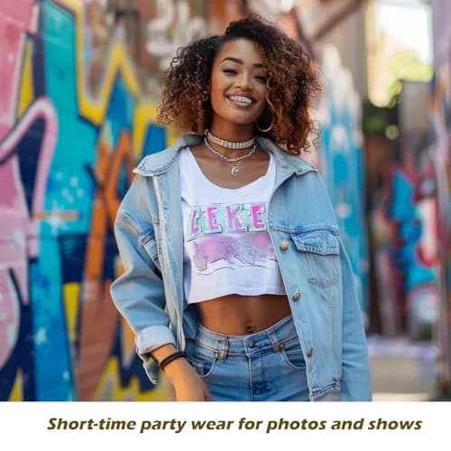 TOPGRILLZ Vampire Fangs Grillz with CZ Stones 18K Gold Plated Brass | Hip Hop Costume Accessory thumbnail 5