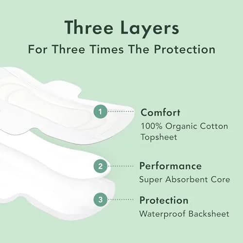 Rael Organic Cotton Cover Sanitary Pads, Moderate Absorbency, Regular, 28 Count | Hypoallergenic & Chlorine-Free thumbnail 3