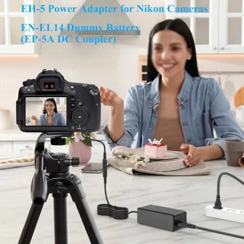 TKDY EN-EL14 Dummy Battery EH-5 Power Adapter EP-5A DC Coupler for Nikon D5600 D5500 D5300 D5200 D5100 D3100 D3200 D3300 D3400 Df P7000 P7100 P7700 P7800 Cameras | Continuous Power for Studio Photography thumbnail 5
