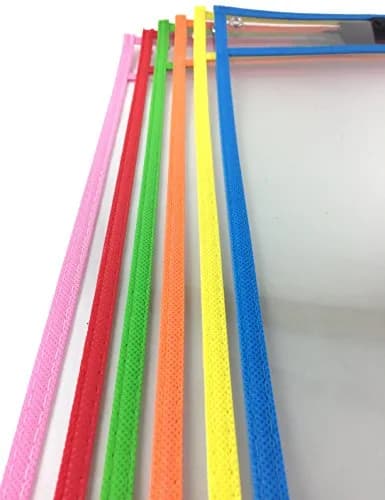Clipco Assorted Colors Dry Erase Pocket Sleeves 6-Pack | Reusable Worksheet Protectors for Teachers & Students thumbnail 3