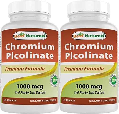 Best Naturals Chromium Picolinate 1000 mcg | 2 Pack of 120 Tablets for Metabolism Support in India thumbnail 1