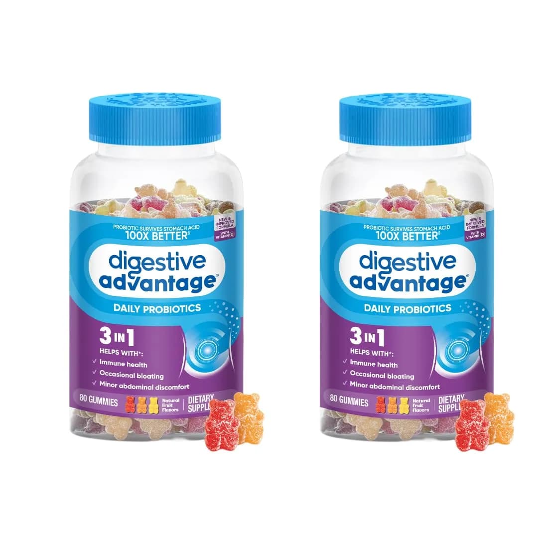 Digestive Advantage Probiotic Gummies 80 Count (2 Pack) for Digestive & Immune Support | Delicious Fruit Flavors - main product image