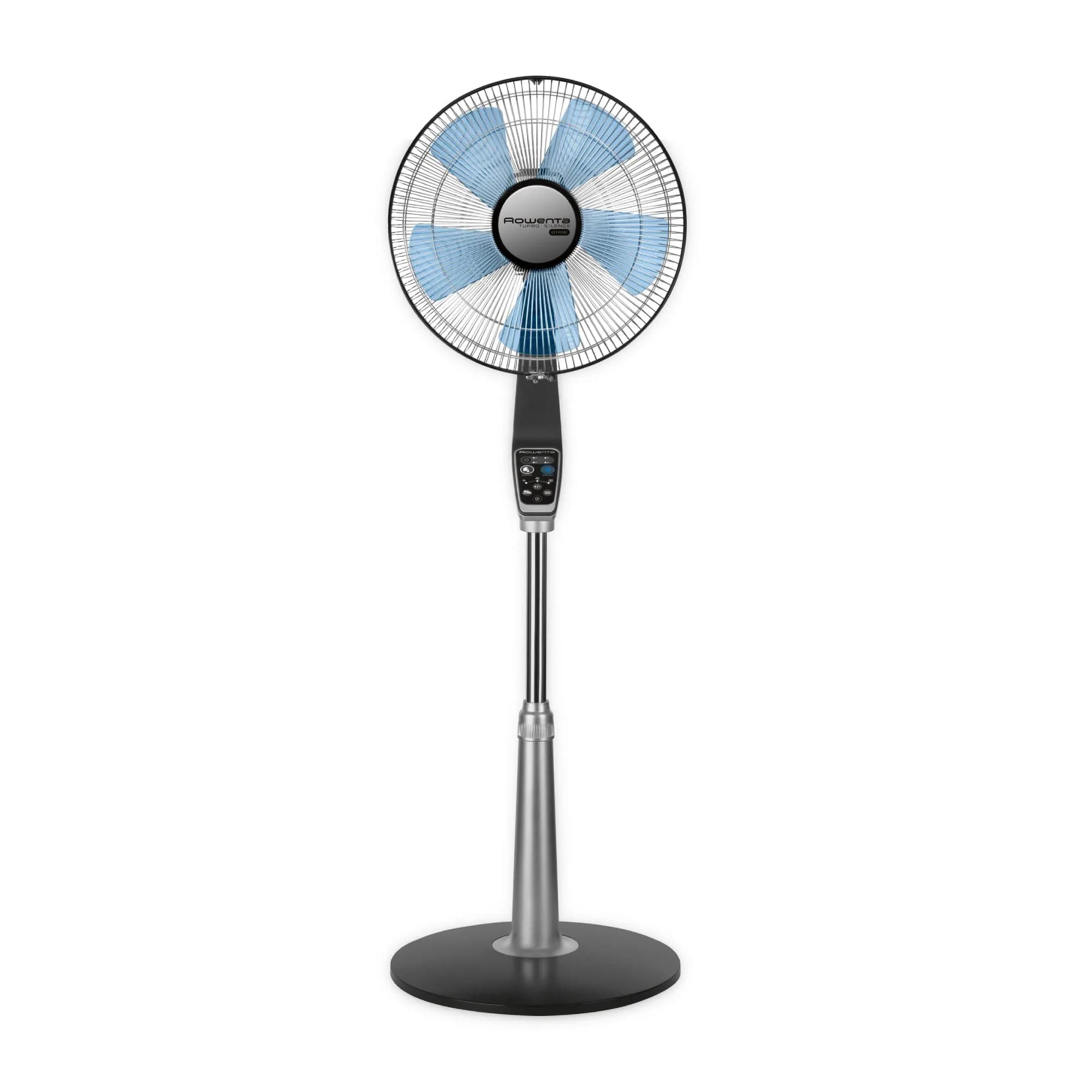 Rowenta Turbo Silence Extreme Table Fan 30cm (12") | Ultra Quiet 35dB(a) 5-Speed Oscillating Fan with Remote — Silver / Floor thumbnail 1