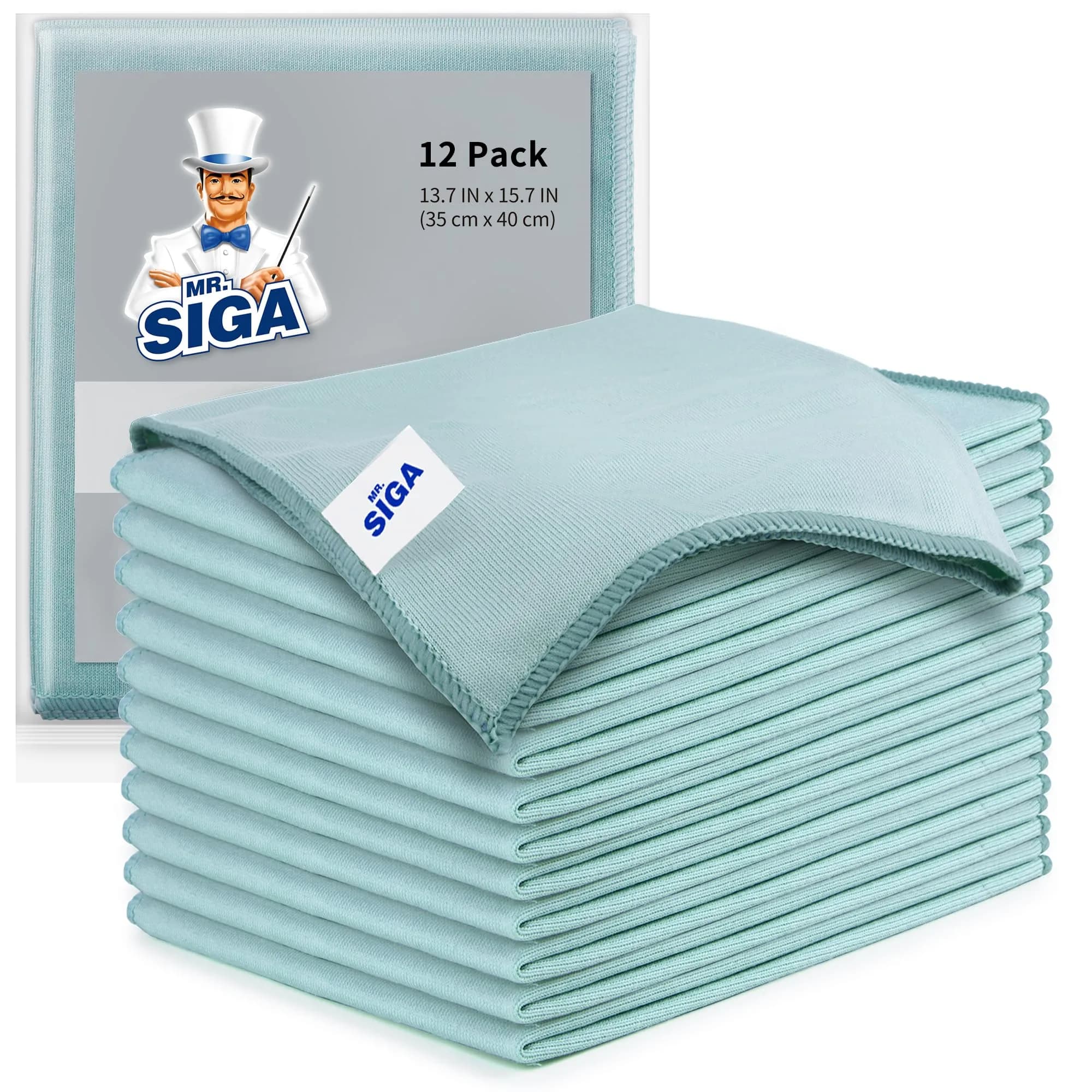 MR.SIGA Ultra Fine Microfiber Cloths for Glass, Pack of 12, 35 x 40cm | Scratch-Free, Lint-Free, Machine Washable - main product image