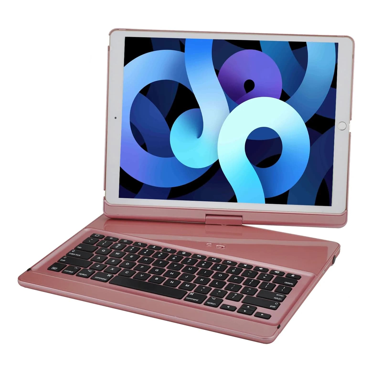 LENRICH Keyboard Case for iPad Pro 12.9 inch 6th/5th/4th/3rd Gen | 360° Rotating Stand, Wireless Keyboard, Rose Gold — Rose Gold / 12.9 inch 2nd/1st