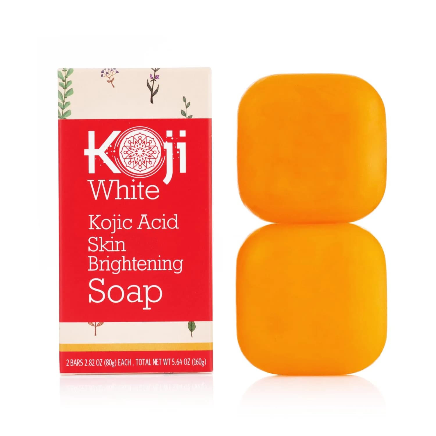 Koji White Pure Kojic Acid Soap Bar 160g (5.64 oz) | Gentle Brightening & Exfoliation with Vitamin C & Hyaluronic Acid — Orange