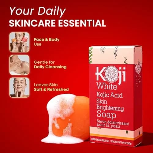 Koji White Pure Kojic Acid Soap Bar 160g (5.64 oz) | Gentle Brightening & Exfoliation with Vitamin C & Hyaluronic Acid thumbnail 7