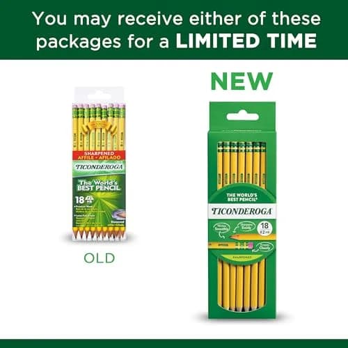 Ticonderoga Wood-Cased Pencils, Pre-Sharpened, HB Soft, Yellow, 108 Pencils Total | Trusted by Teachers for School & Office thumbnail 4
