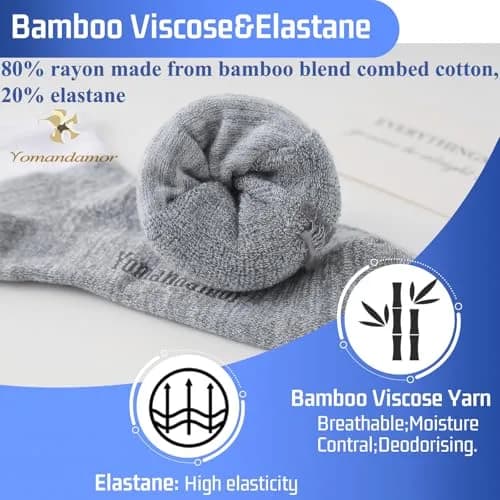 Yomandamor Men's 4 Pairs Diabetic Ankle Socks Seamless Toe Cushion Sole | Comfort & Circulation Support thumbnail 4