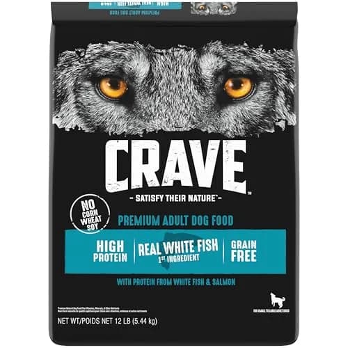 CRAVE Grain Free High Protein Adult Dry Dog Food, White Fish & Salmon, 12 lb. Bag | Protein-Rich, Grain-Free Nutrition for Dogs thumbnail 1
