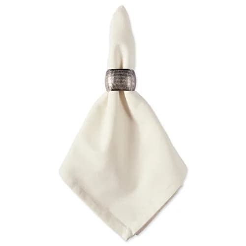 DII Silver 6 Count Napkin Ring Set | Modern Square Textured Design for Elegant Table Settings thumbnail 4