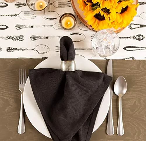 DII Silver 6 Count Napkin Ring Set | Modern Square Textured Design for Elegant Table Settings thumbnail 5
