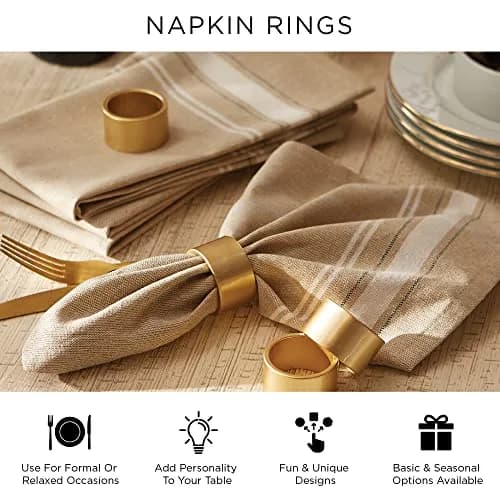 DII Silver 6 Count Napkin Ring Set | Modern Square Textured Design for Elegant Table Settings thumbnail 9
