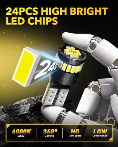 AUXITO 194 LED Bulb 6000K White 10-Pack | Error-Free Interior & Marker Lights thumbnail 2