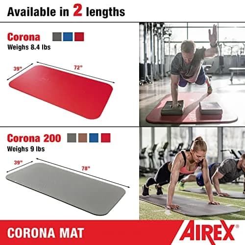 AIREX Corona 200 Premium Exercise Mat for Yoga, Physical Therapy, Rehabilitation, Balance & Stability Exercises, Pilates, Aerobics 198cm x 99cm | Swiss Quality Foam thumbnail 4