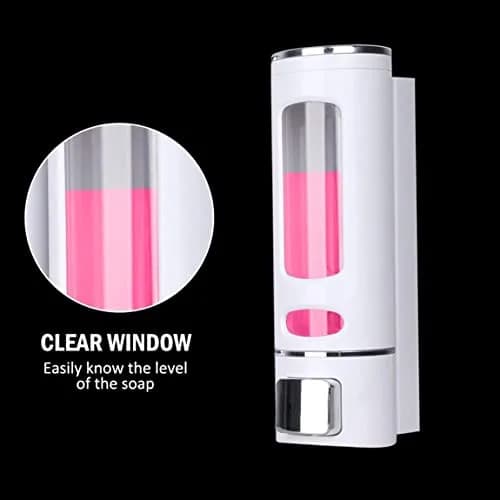 KITSCH Abs Plastic Liquid Soap Dispenser 400 Ml White Wall Mount | Durable & Maintenance-Free thumbnail 3