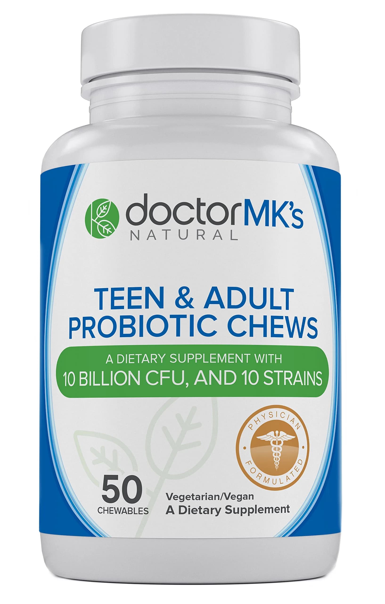 doctor MK's NATURAL Teen/Adult Probiotics Chewable 50 Count | Sugar Free Wild Berry Flavor for Gut & Immunity