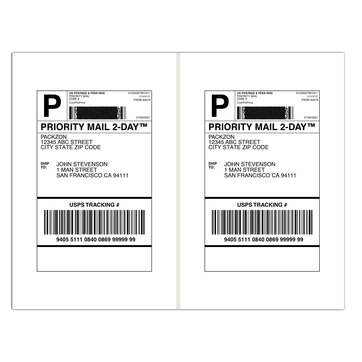 PACKZON White Shipping Labels 8.5 x 5.5 Inches (300 Labels) | Professional Grade, Permanent Adhesive — 2000 Labels
