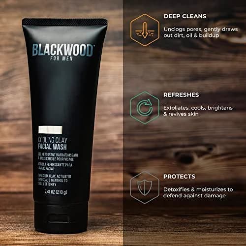 Blackwood For Men Cooling Clay Face Wash - Activated Charcoal, Menthol & Tanakura Clay | Deep Cleansing & Acne Treatment (7.41 oz) thumbnail 5