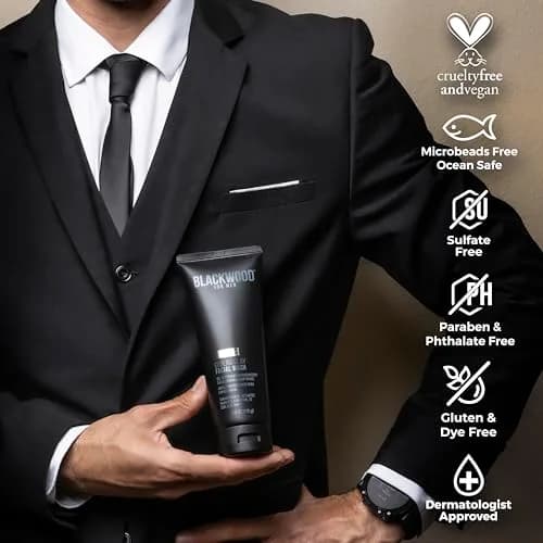 Blackwood For Men Cooling Clay Face Wash - Activated Charcoal, Menthol & Tanakura Clay | Deep Cleansing & Acne Treatment (7.41 oz) thumbnail 3