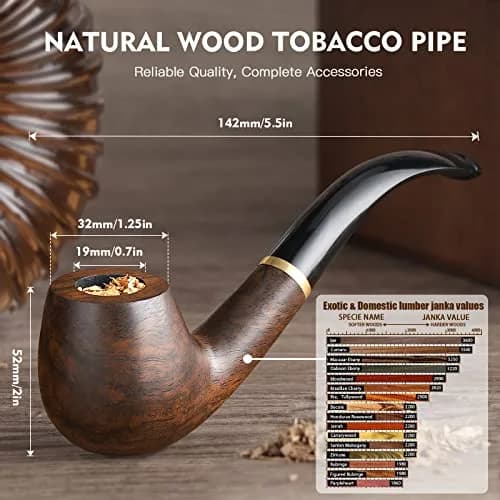 Scotte Handmade Wood Pipe Kit 20 Piece Set | Detachable Pipe with Accessories, Black & Pear Wood, Billiard Shape thumbnail 3