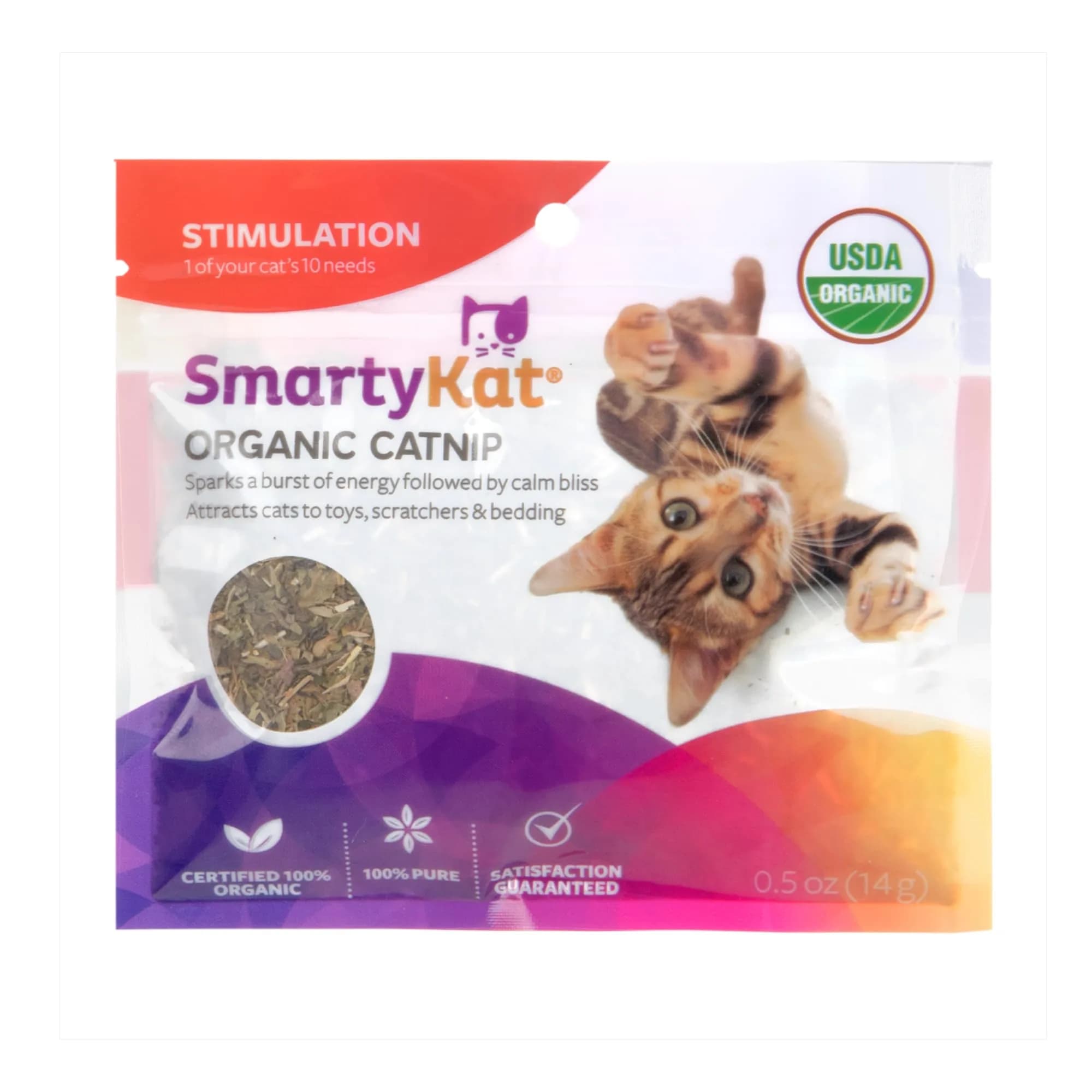SmartyKat Natural Pure & Potent Catnip Attractant 2 oz (56.7 g) | Stimulating Training Aid for Cats & Kittens — 0.5 Ounce