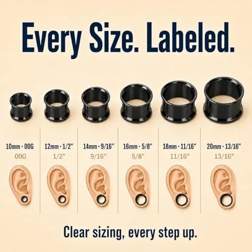 BodyJ4You Black 00G Ear Gauge Stretching Kit | 24-Piece Set with Stainless Steel Tunnels & Acrylic Tapers (10mm-20mm) thumbnail 6