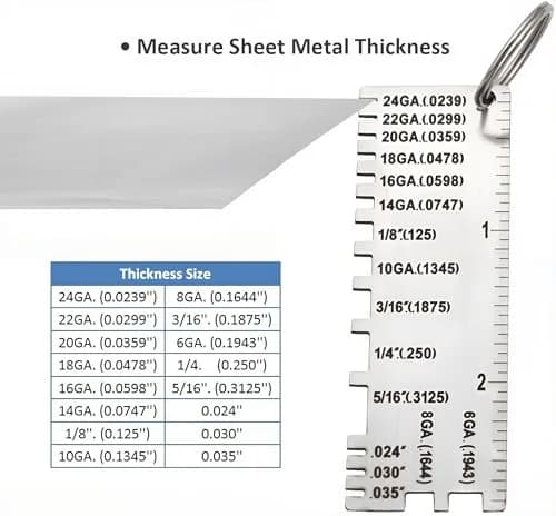 WeldingStop Sheet Metal Thickness Gauge 72.5x24.8mm | Stainless Steel Precision Tool for Metal Inspection thumbnail 4