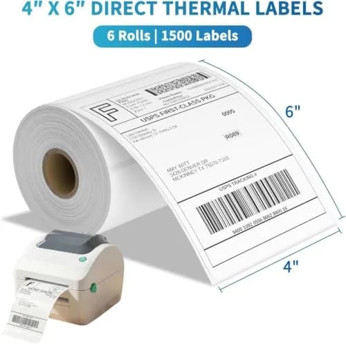 9527 Product 4"x6" Direct Thermal Shipping Labels, 1500 Labels (6 Rolls, 250/Roll) | Compatible with Zebra & Eltron Printers thumbnail 3