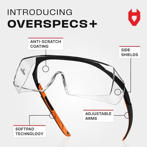 NoCry Safety Glasses Over Eyeglasses with UV Protection & Side Shields | ANSI Z87 Certified (110c) thumbnail 2