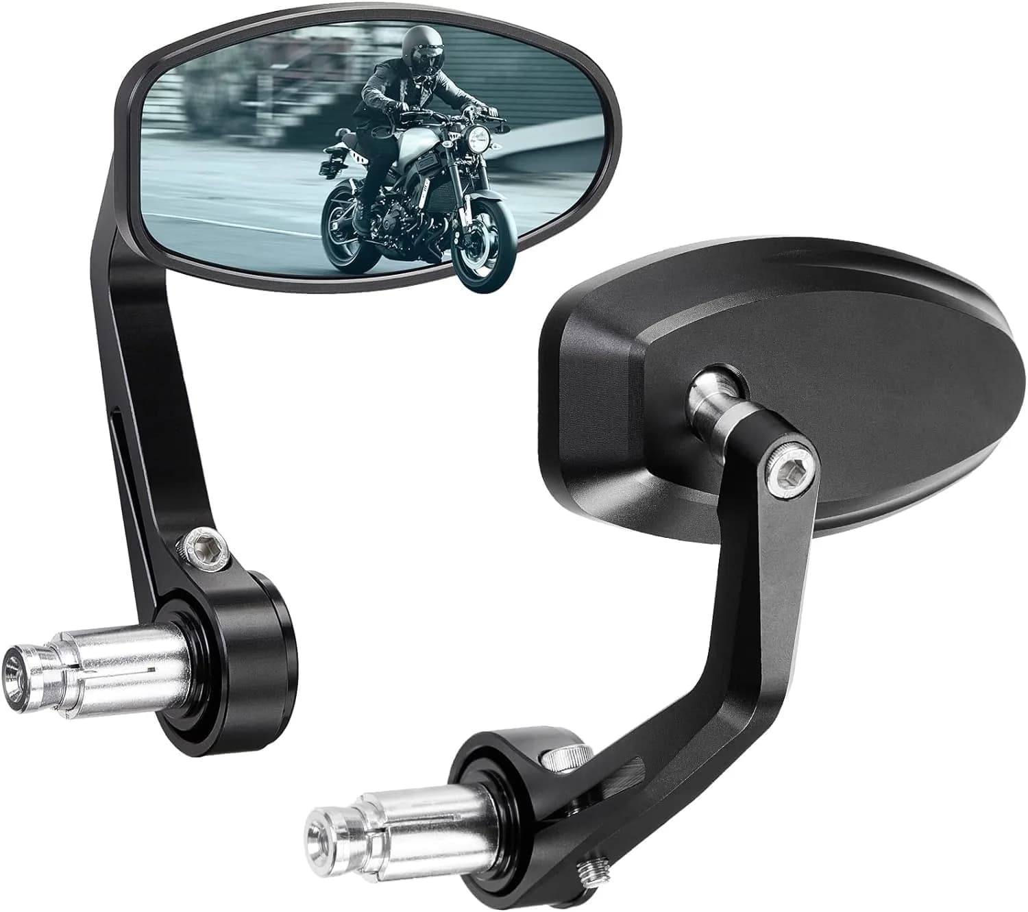 KEMIMOTO Motorcycle Handlebar Bar End Mirror Blue Lens | Universal Fit 7/8" Handlebars