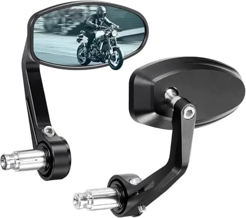KEMIMOTO Motorcycle Handlebar Bar End Mirror Blue Lens | Universal Fit 7/8" Handlebars thumbnail 1