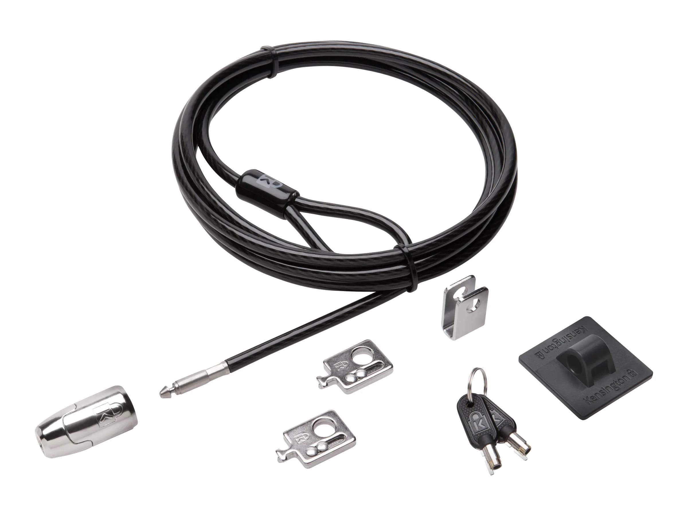 Kensington Desktop & Peripherals Locking Kit 2.0, Black | 2.44m (8ft) Cut-Resistant Carbon Steel Cable