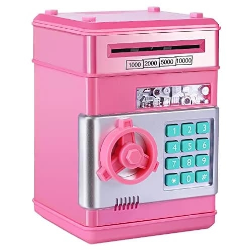 GuDoQi Pink Electronic Piggy Bank for Kids 3-10 Years | Mini ATM Money Saving Box with Password Protection thumbnail 1
