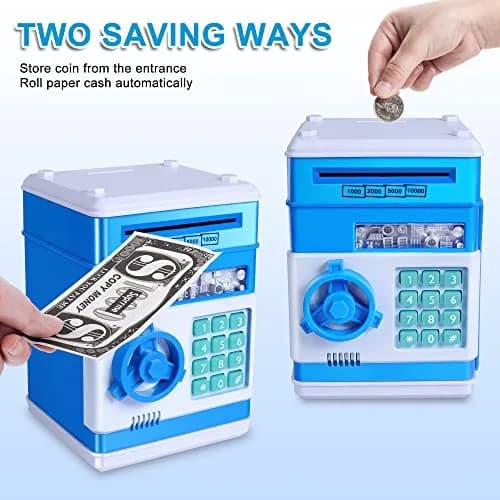 GuDoQi Electronic Piggy Bank for Kids 3-10 Years, 15 cm (5.9 in) | Mini ATM Cash Coin Saving Box with Password Lock thumbnail 3