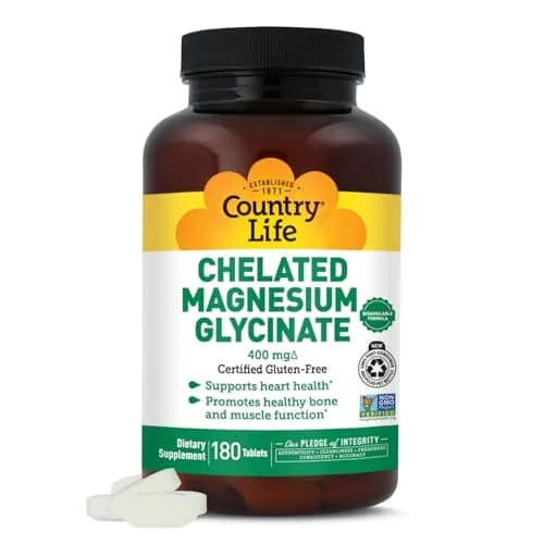 Country Life Chelated Magnesium Glycinate 400 mg | Supports Muscle & Wellness (115 characters) thumbnail 1