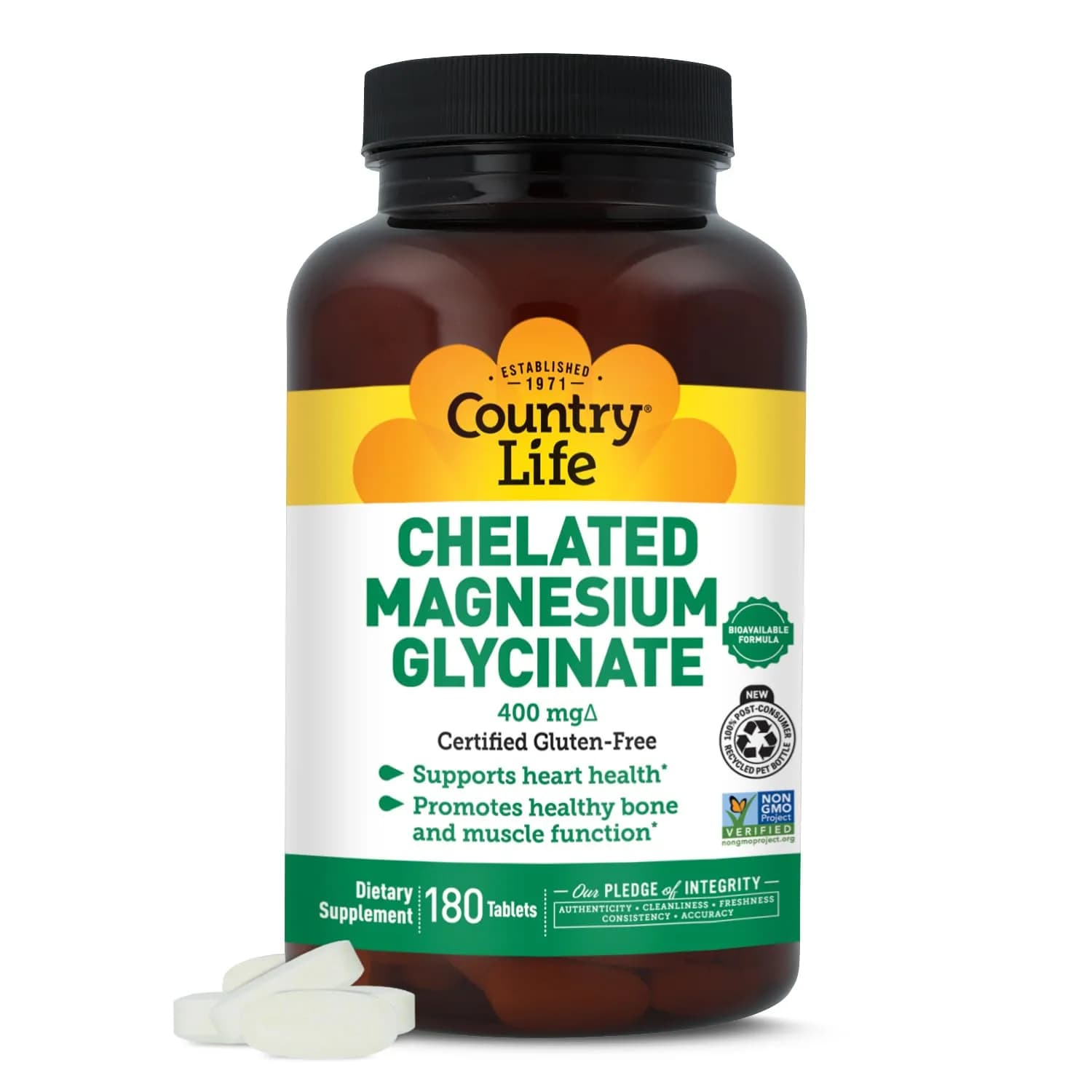 Country Life Chelated Magnesium Glycinate 400 mg | Supports Muscle & Wellness (115 characters) - main product image