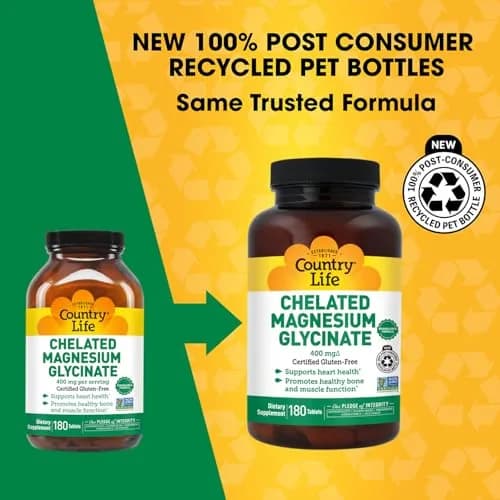 Country Life Chelated Magnesium Glycinate 400 mg | Supports Muscle & Wellness (115 characters) thumbnail 2