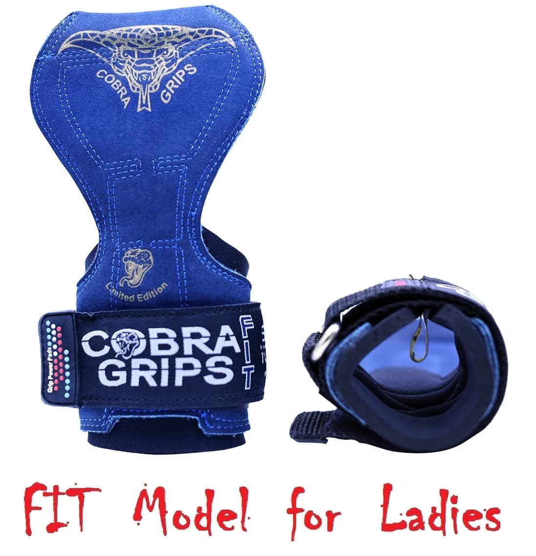 Cobra Grips FIT Blue Leather Weightlifting Gloves with Wrist Wraps - 4.25-7.0" Wrist thumbnail 4