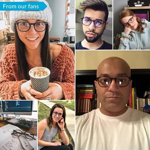 J+S Blue Light Blocking Glasses Hua Oval Black Frame 48mm (1.89in) | Blocks Harmful Blue Light thumbnail 4